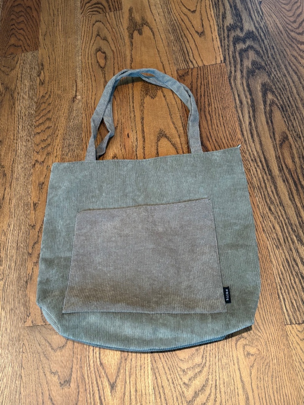 Large olive green corduroy tote bag